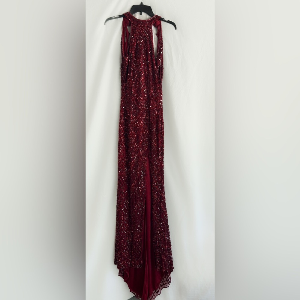 Primavera Elegant Burgundy Red Sequin Prom Dress